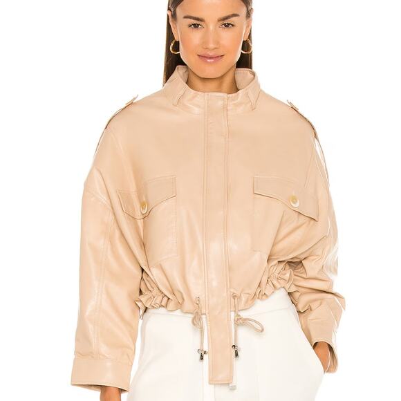 Bubish Revolve Jacket Womens Size S Savannah Lambskin Leather Zip Snap Caramel - Picture 2 of 16